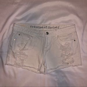 Articles of Society Distressed White Jean Shorts